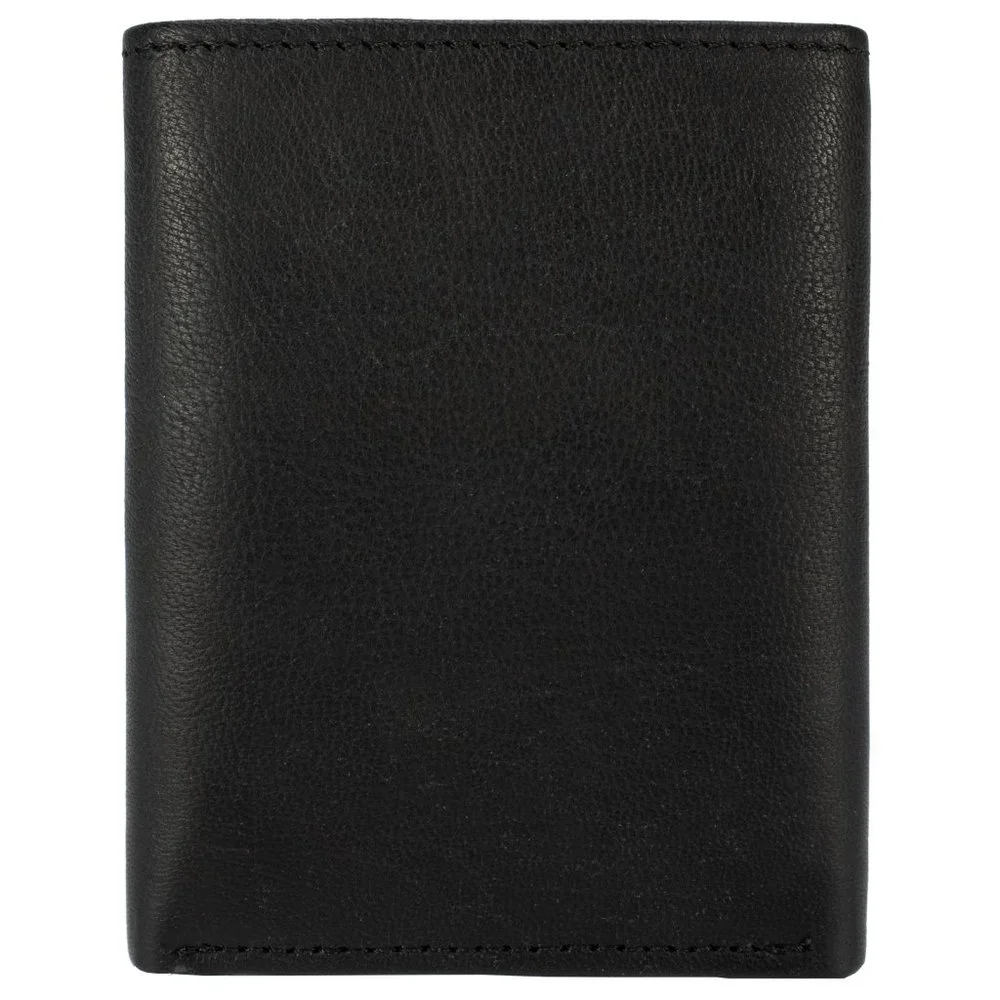 Trifold Men Black Multi Holder Zipper Pocket Leather Classic Organizer Wallet